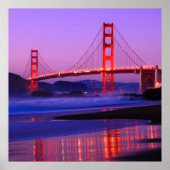Golden Gate Bridge on Baker Beach at Sundown Poster (Voorkant)