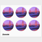Golden Gate Bridge on Baker Beach at Sundown Ronde Sticker (Vel)