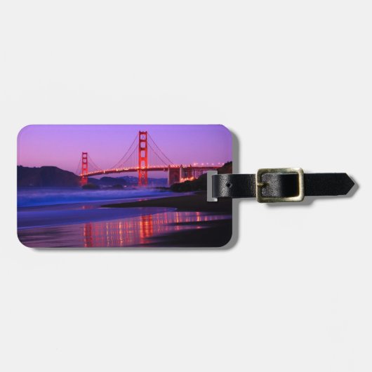 Golden Gate Bridge op Baker Beach bij zonsondergan Bagagelabel (Voorkant horizontaal)