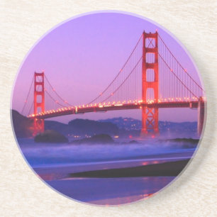 Golden Gate Bridge op Baker Beach bij zonsondergan Zandsteen Onderzetter