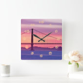 Golden Gate Bridge op Sunset Vierkante Klok (Huis)