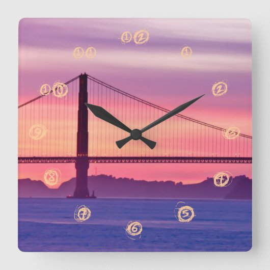 Golden Gate Bridge op Sunset Vierkante Klok (Voorkant)