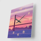 Golden Gate Bridge op Sunset Vierkante Klok (Hoek)