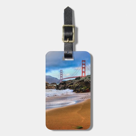 Golden Gate Bridge op zonsondergang Bagagelabel (Voorkant verticaal)
