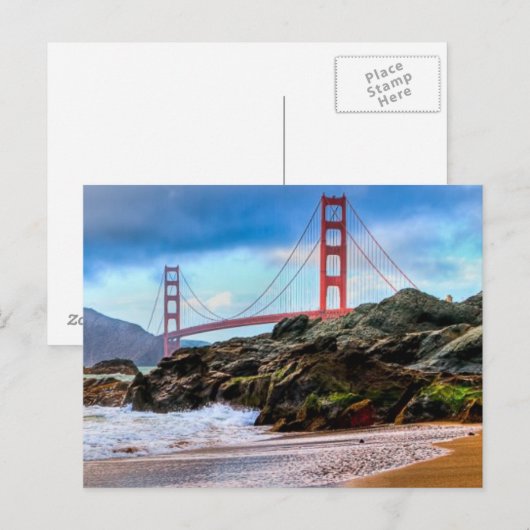 Golden Gate Bridge op zonsondergang Briefkaart (Voorkant / Achterkant)