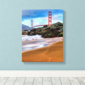 Golden Gate Bridge op zonsondergang Canvas Afdruk (Insitu (Houten vloer))