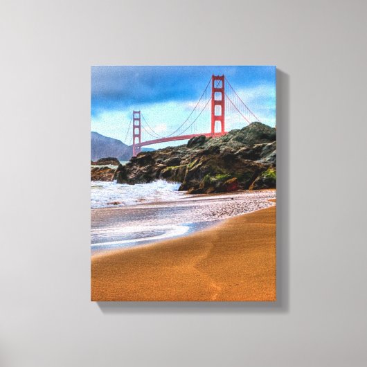 Golden Gate Bridge op zonsondergang Canvas Afdruk (Voorkant)