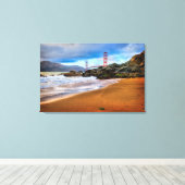 Golden Gate Bridge op zonsondergang Canvas Afdruk (Insitu (Houten vloer))