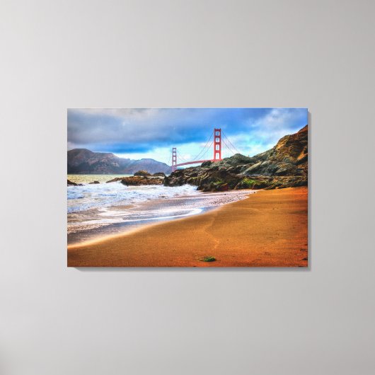 Golden Gate Bridge op zonsondergang Canvas Afdruk (Voorkant)