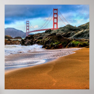 Golden Gate Bridge op zonsondergang Poster