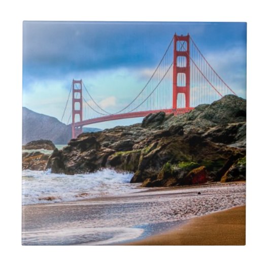 Golden Gate Bridge op zonsondergang Tegeltje (Voorkant)