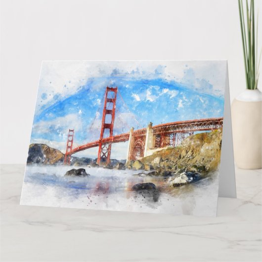 Golden Gate Bridge pastel in San Francisco Bedankkaart (Voorkant)
