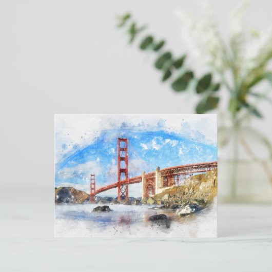 Golden Gate Bridge pastel in San Francisco Briefkaart (Staand voorkant)