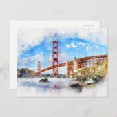 Golden Gate Bridge pastel in San Francisco Briefkaart (Voorkant / Achterkant)