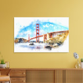 Golden Gate Bridge Pastel in San Francisco Canvas Afdruk (Insitu (Woonkamer))