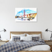 Golden Gate Bridge Pastel in San Francisco Canvas Afdruk (Insitu (Slaapkamer))