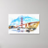 Golden Gate Bridge Pastel in San Francisco Canvas Afdruk (Voorkant)