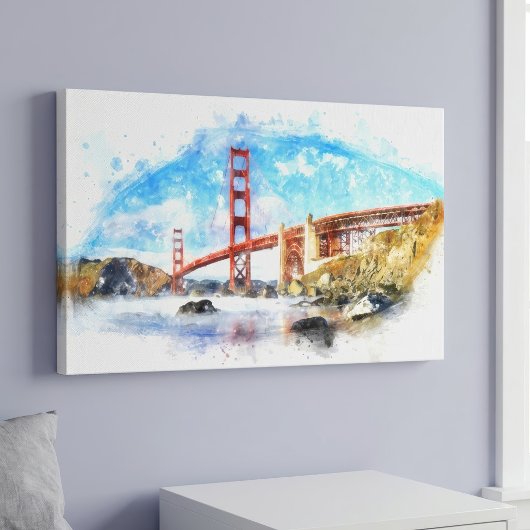 Golden Gate Bridge Pastel in San Francisco Canvas Afdruk