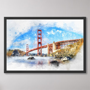 Golden Gate Bridge pastel in San Francisco Foto Afdruk