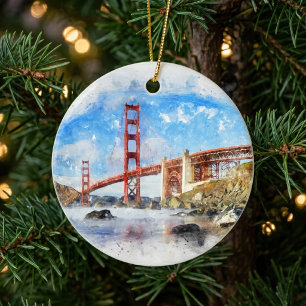 Golden Gate Bridge Pastel in San Francisco Keramisch Ornament