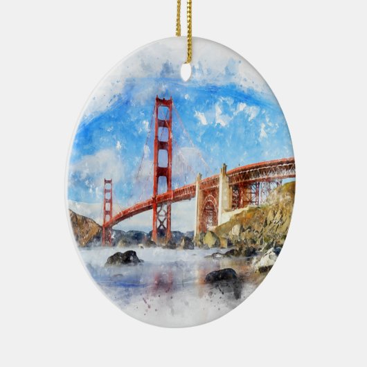 Golden Gate Bridge pastel in San Francisco Keramisch Ornament (Rechts)