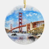 Golden Gate Bridge pastel in San Francisco Keramisch Ornament (Voorkant)