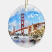 Golden Gate Bridge pastel in San Francisco Keramisch Ornament (Links)