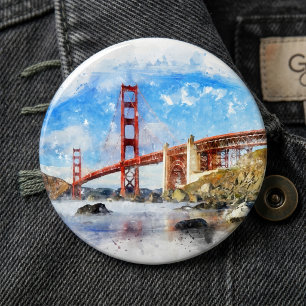 Golden Gate Bridge Pastel in San Francisco Ronde Button 6,0 Cm
