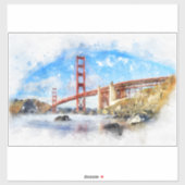 Golden Gate Bridge pastel in San Francisco Sticker (Vel)