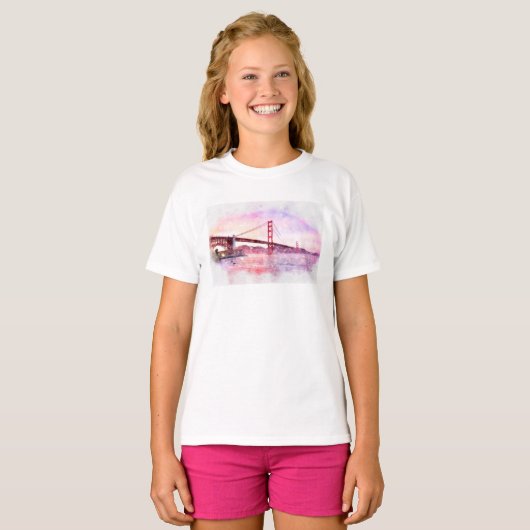 Golden Gate Bridge pastel in San Francisco T-shirt (Voorkant volledig)
