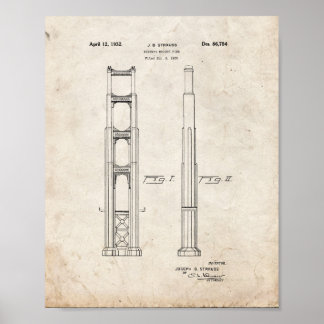 Golden Gate Bridge Patent - Oude kijk Poster