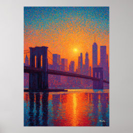 Golden Gate Bridge Pointillism San Francisco  Poster