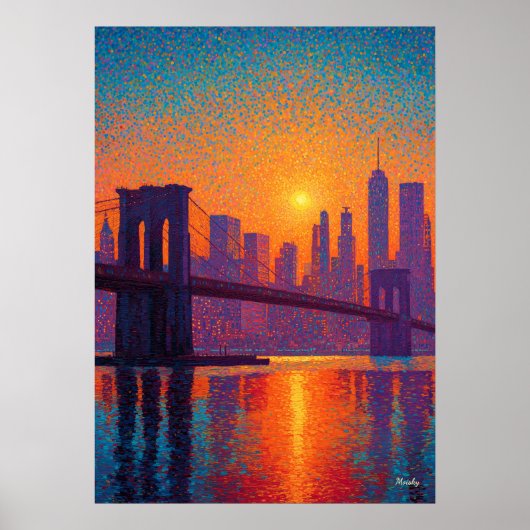 Golden Gate Bridge Pointillism San Francisco  Poster (Voorkant)