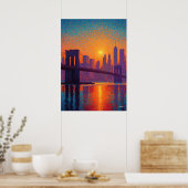 Golden Gate Bridge Pointillism San Francisco  Poster (Keuken)