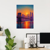 Golden Gate Bridge Pointillisme San Francisco Poster (Thuiskantoor)