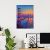 Golden Gate Bridge Pointillisme San Francisco Poster (Thuiskantoor)