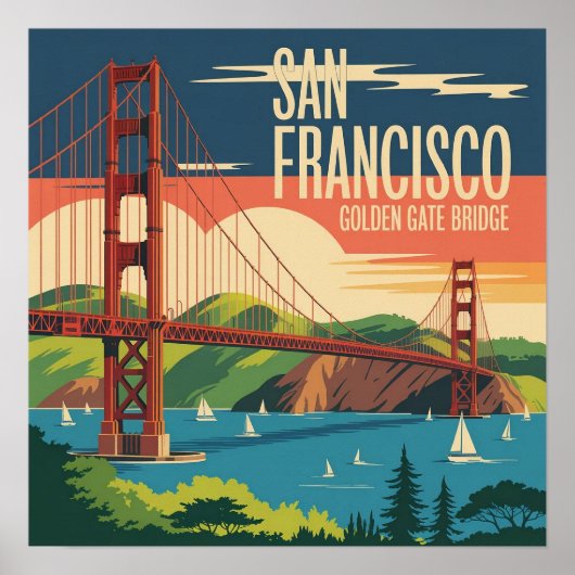 Golden Gate Bridge Poster | San Francisco Vintage (Voorkant)