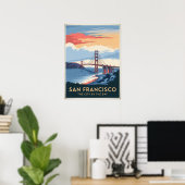 Golden Gate Bridge - Retro Poster (Thuiskantoor)