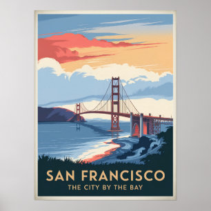 Golden Gate Bridge - Retro Poster