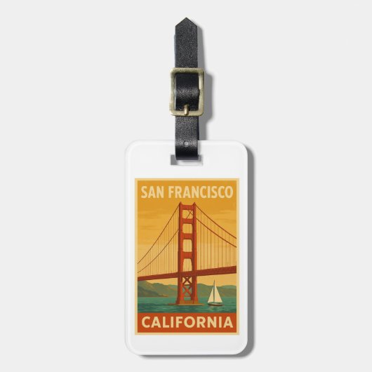 Golden Gate Bridge Retro – San Francisco Bagagelabel (Voorkant verticaal)