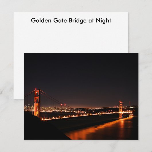 Golden Gate Bridge 's nachts Briefkaart (Voorkant / Achterkant)