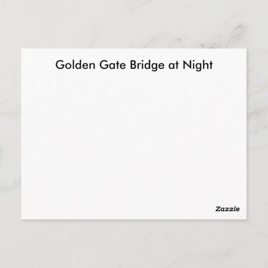 Golden Gate Bridge 's nachts Briefkaart (Achterkant)