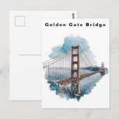 Golden Gate Bridge San Francisco Aquarel Briefkaart (Voorkant / Achterkant)