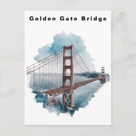 Golden Gate Bridge San Francisco Aquarel Briefkaart (Voorkant)