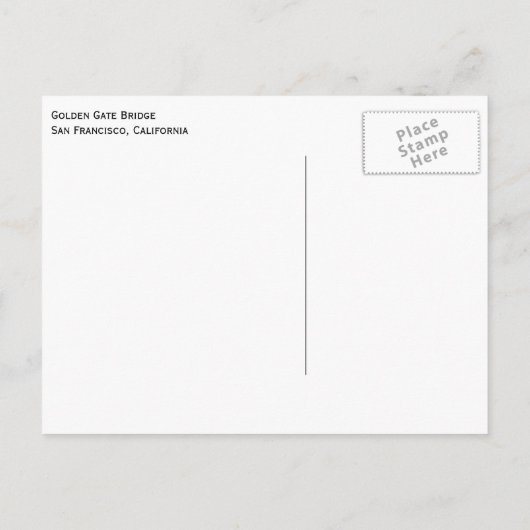 Golden Gate Bridge, San Francisco Briefkaart (Achterkant)