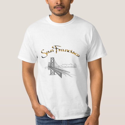 Golden Gate Bridge, San Francisco, CA Grey/Gold T- T-shirt (Voorkant)