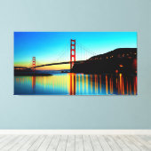 Golden Gate Bridge, San Francisco, CA op zonsonder Canvas Afdruk (Insitu (Houten vloer))