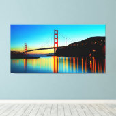 Golden Gate Bridge, San Francisco, CA op zonsonder Canvas Afdruk (Insitu (Houten vloer))