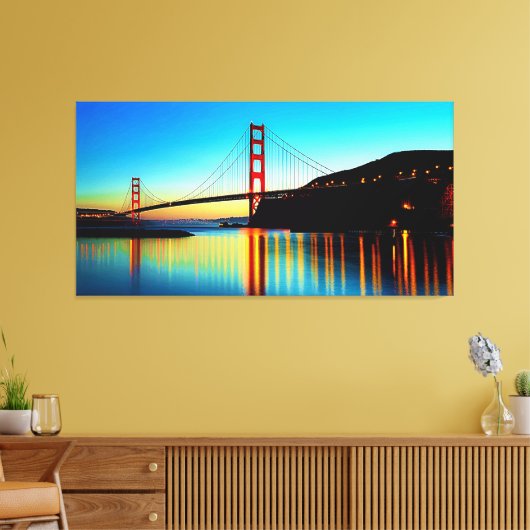 Golden Gate Bridge, San Francisco, CA op zonsonder Canvas Afdruk (Insitu (Woonkamer))