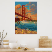 Golden Gate Bridge - San Francisco, CA-Poster Poster (Keuken)